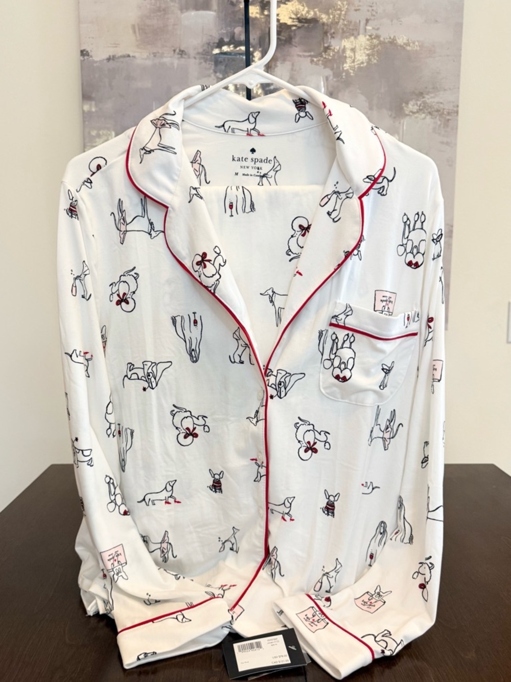 Kate Spade Darling Dogs Party 2-Piece Long Sleeve Pajama Set